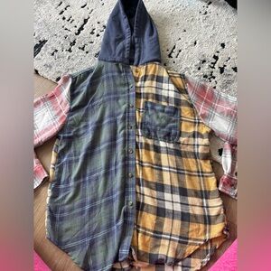 Kids Plaid Hooded Flannel Shirt - Multi-Color